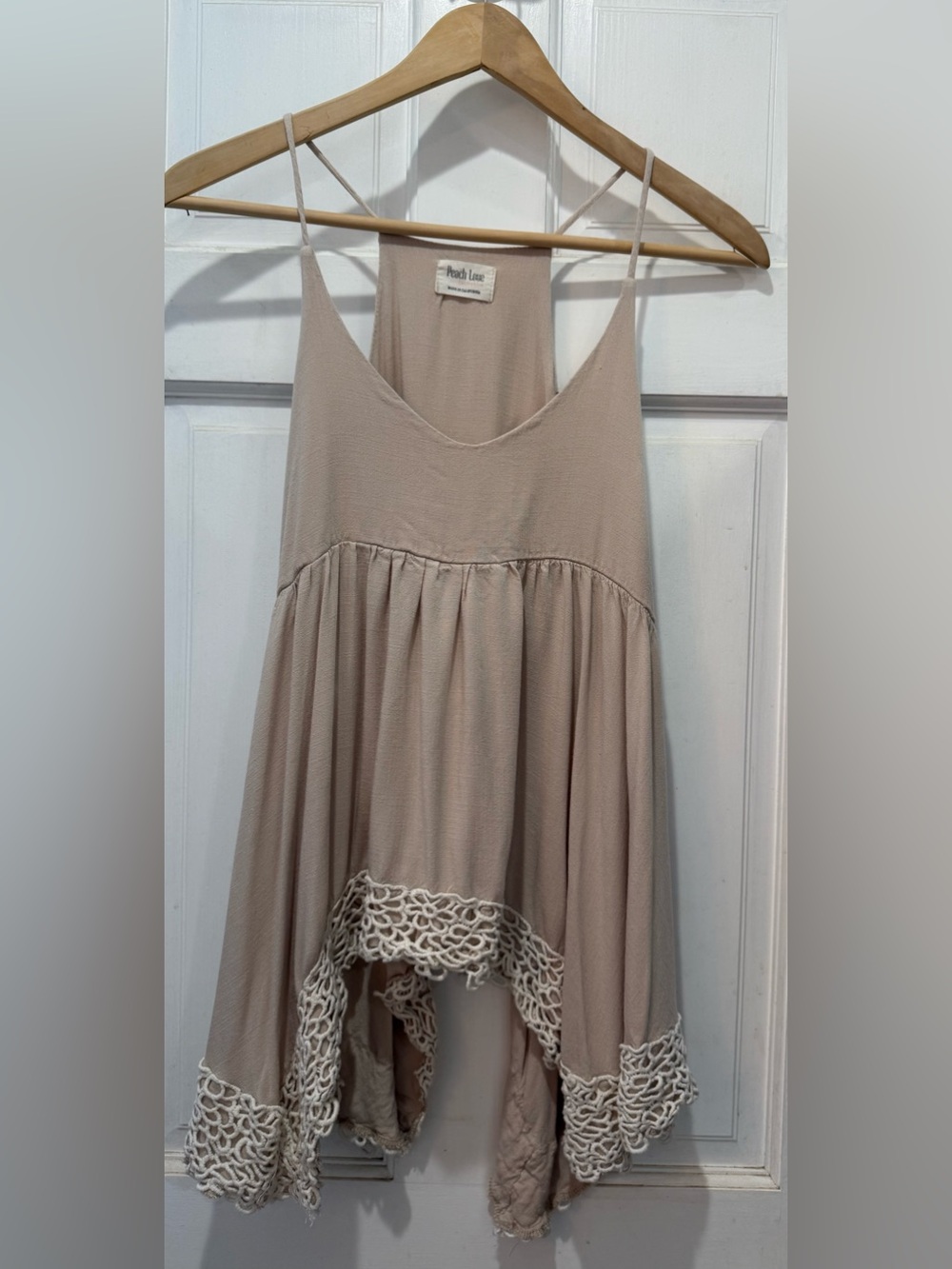 Peach Love Rayon Sleeveless Crochet Asymmetrical Hem Boho Tank Top Size Medium